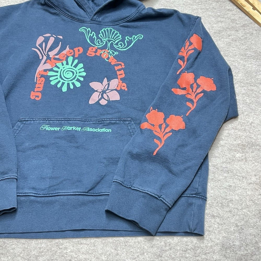 Urban Outfitters Just Keep Growing Flower Market Hoodie Blue Medium Boho Indie - Picture 6 of 9